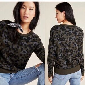 Anthropologie Ethan Crew Neck Leopard Knit Sweater